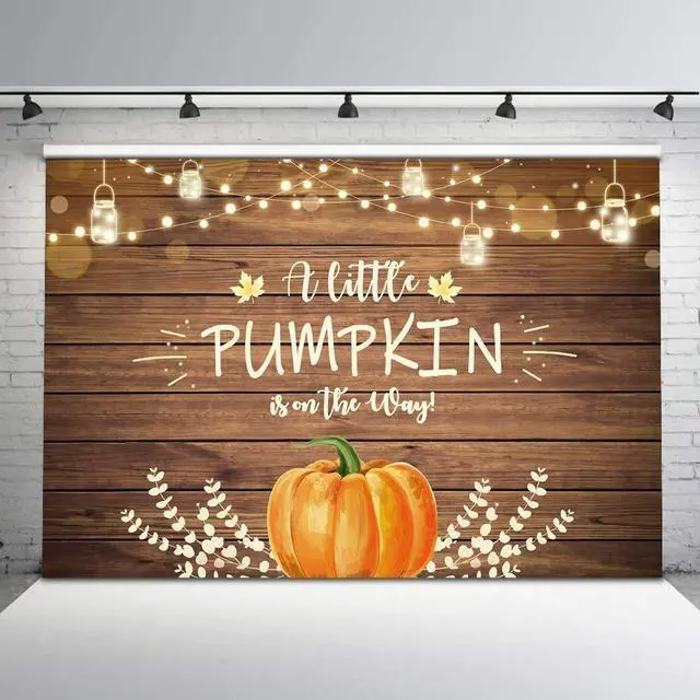 Main image of Fall Little Pumpkin Baby Shower Backdrop Baby Shower Decorations | 10x8 ft A Little Pumpkin is on The Way Background