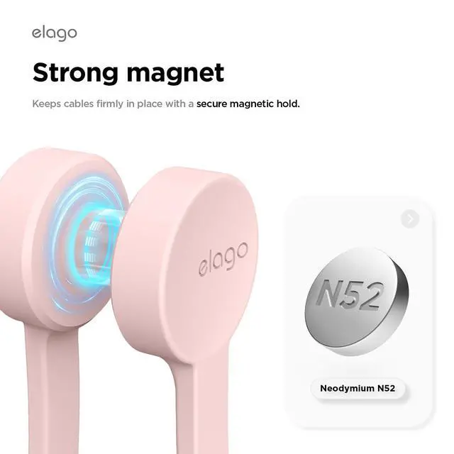 Alt view image 3 of 6 - 3 Pack Magnetic Cable Ties | Premium Silicone Cord Organizer, Reusable Strong Magnet Cable Organizer, Elegant Desk Management Solution (Lovely Pink)