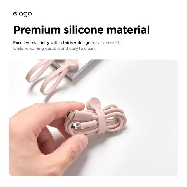 Alt view image 5 of 6 - 3 Pack Magnetic Cable Ties | Premium Silicone Cord Organizer, Reusable Strong Magnet Cable Organizer, Elegant Desk Management Solution (Lovely Pink)