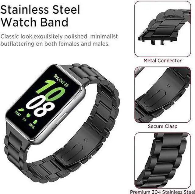 Alt view image 3 of 7 - Metal Strap for Samsung Galaxy Fit 3 Stainless Steel Bracelet Replacement Wristband