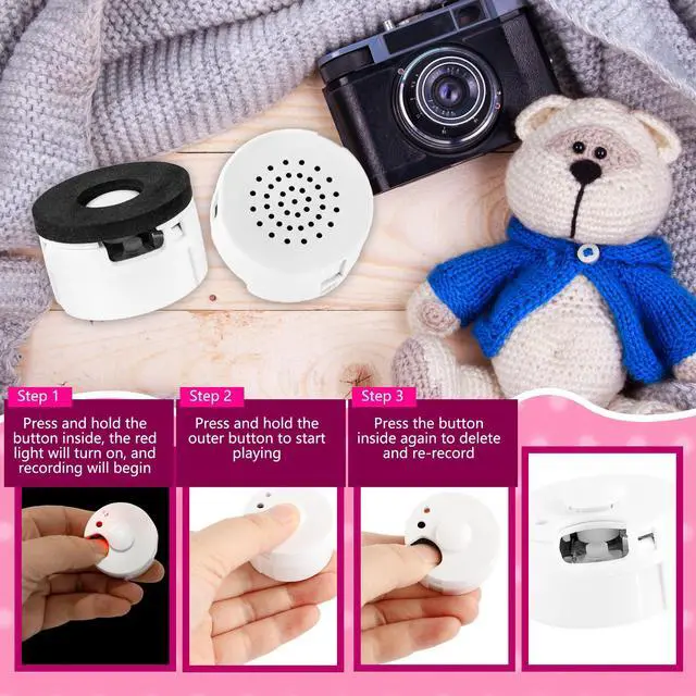 Alt view image 3 of 7 - 15 Pcs Voice Recorder for Stuffed Animal Recordable Sound Module Sound Recorder for Stuffed Toy with Playback Button Voice Recorder Button for Plush Toys DIY Crafts Gifts (60 Seconds)
