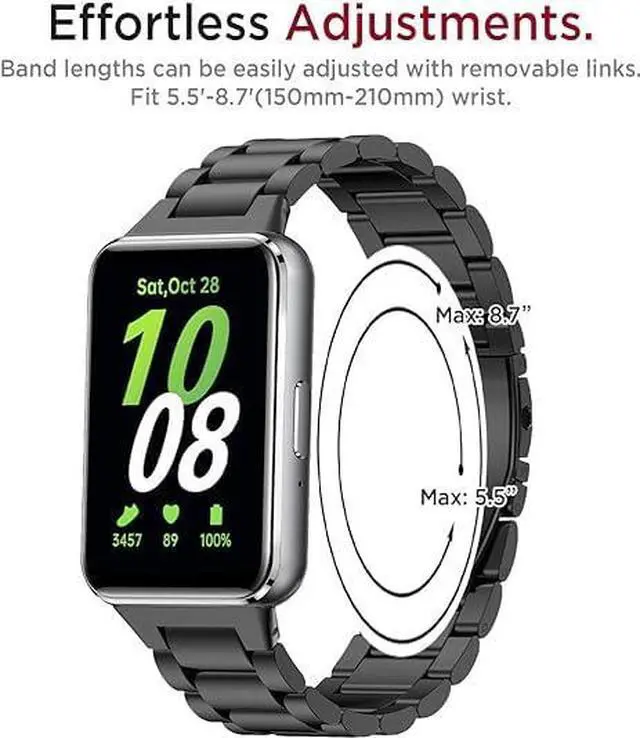 Alt view image 6 of 7 - Metal Strap for Samsung Galaxy Fit 3 Stainless Steel Bracelet Replacement Wristband