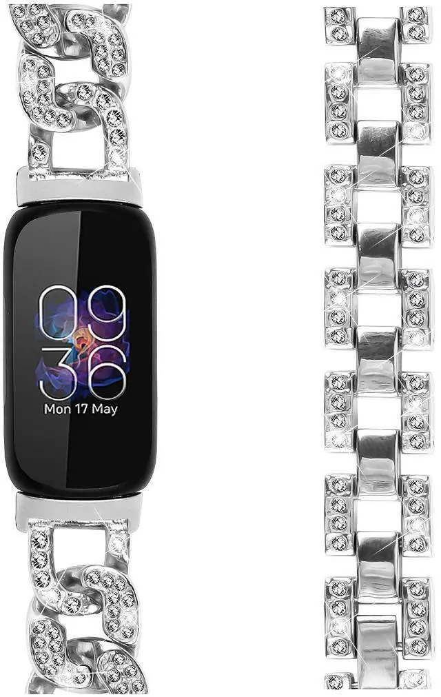 Alt view image 2 of 6 - Bracelet Compatible with Fitbit Inspire 3 Rhinestone Diamond Metal Stylish Bling Adjustable Strap Wristband Compatible with Fitbit Inspire 3