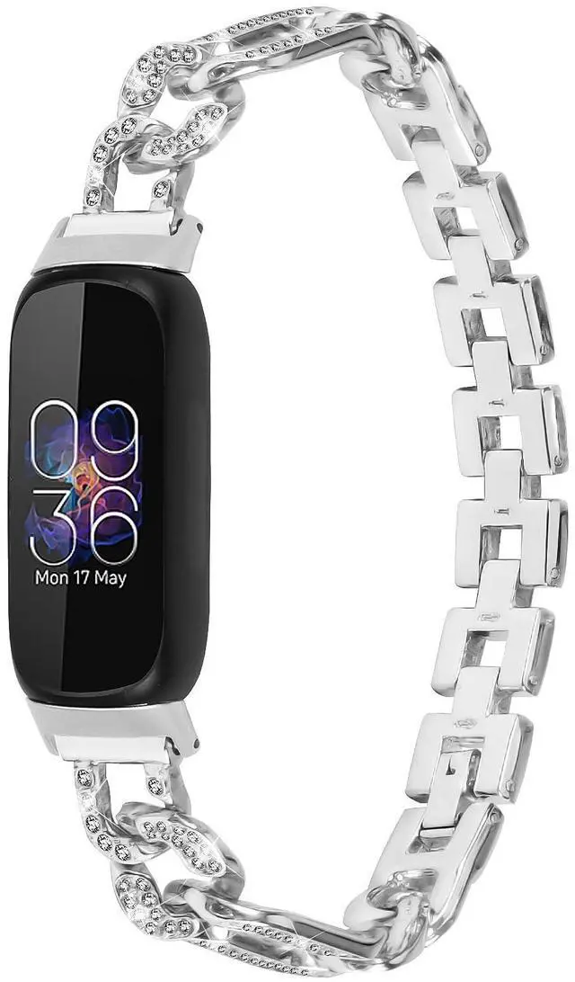 Main image of Bracelet Compatible with Fitbit Inspire 3 Rhinestone Diamond Metal Stylish Bling Adjustable Strap Wristband Compatible with Fitbit Inspire 3