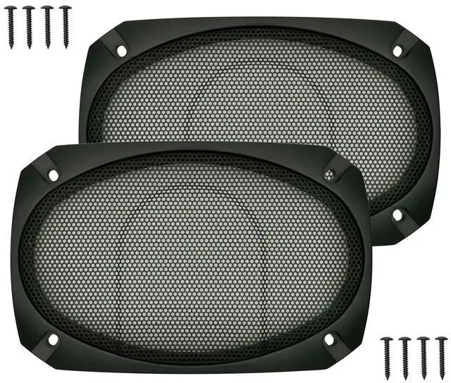 Main image of 4x6 Inch Black 2Pcs Square Subwoofer Speaker Grill Covers | One Piece ABS Frame Metal Mesh Protector for Audio Speaker DIY