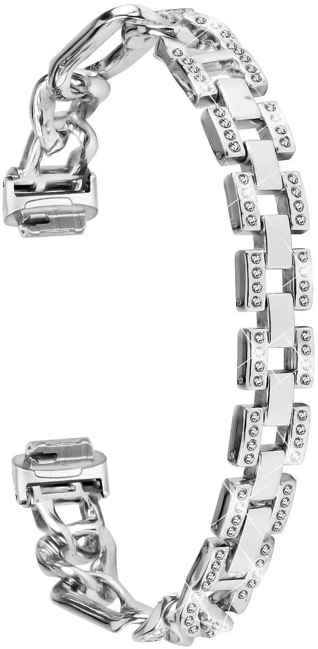 Alt view image 3 of 6 - Bracelet Compatible with Fitbit Inspire 3 Rhinestone Diamond Metal Stylish Bling Adjustable Strap Wristband Compatible with Fitbit Inspire 3