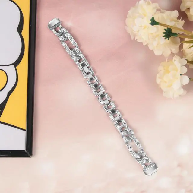 Alt view image 4 of 6 - Bracelet Compatible with Fitbit Inspire 3 Rhinestone Diamond Metal Stylish Bling Adjustable Strap Wristband Compatible with Fitbit Inspire 3