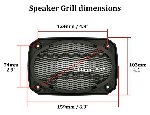 Alt view image 4 of 6 - 4x6 Inch Black 2Pcs Square Subwoofer Speaker Grill Covers | One Piece ABS Frame Metal Mesh Protector for Audio Speaker DIY