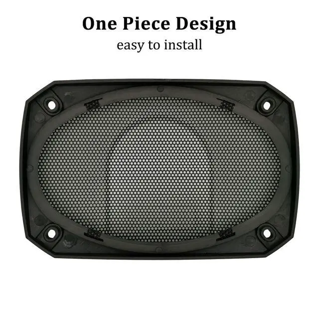 Alt view image 3 of 6 - 4x6 Inch Black 2Pcs Square Subwoofer Speaker Grill Covers | One Piece ABS Frame Metal Mesh Protector for Audio Speaker DIY