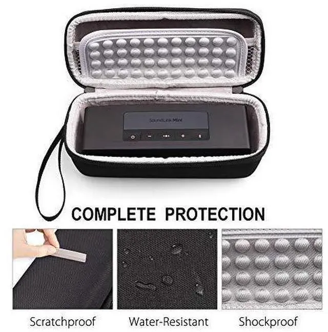 Alt view image 3 of 7 - Hard Case Fits for Bose SoundLink Mini/Mini 2 Bluetooth Speaker with Soft Silicone Cover Mesh Pocket for Accessories, Black