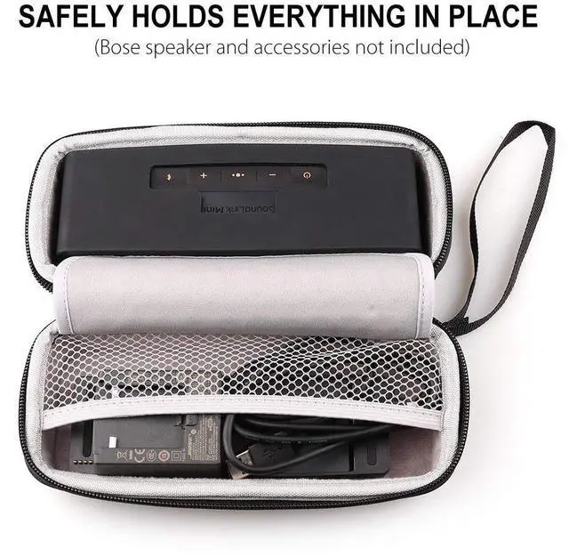 Alt view image 2 of 7 - Hard Case Fits for Bose SoundLink Mini/Mini 2 Bluetooth Speaker with Soft Silicone Cover Mesh Pocket for Accessories, Black