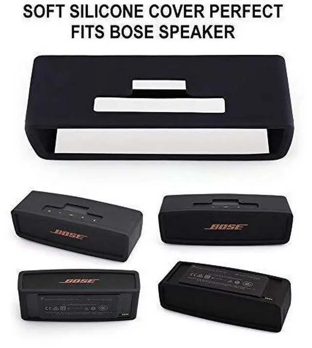 Alt view image 7 of 7 - Hard Case Fits for Bose SoundLink Mini/Mini 2 Bluetooth Speaker with Soft Silicone Cover Mesh Pocket for Accessories, Black
