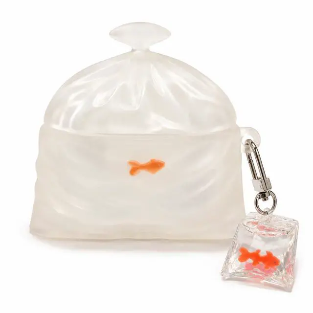 Main image of 3D Funny Goldfish Bag Silicone Case Cover Compatible with AirPods 1/2/3/4 Generation, 3D Cartoon Earphone Protective Case for Airpods Pro/ Pro2 with Keychain (AirPods 3)