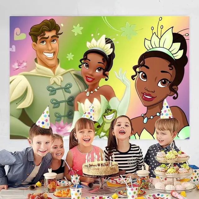 Alt view image 3 of 3 - Wall Decor Backdrop for Princess Frog Birthday Decorations, Princess Frog Banner for Birthday Party Supplies (5x3ft)