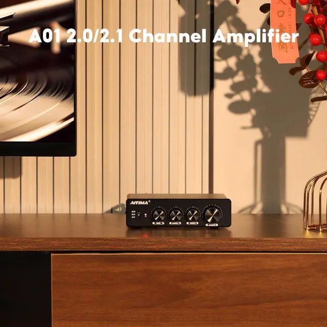 Alt view image 6 of 6 - A01 2 Channel Stereo Amplifier TPA3116 100W*2 with SUB Out | With Treble Bass | Mini Home Audio Component Amplifier Class D Integrated Amp for 2.0/2.1 Home Bookshelf Passive Speaker