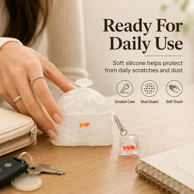 Alt view image 5 of 7 - 3D Funny Goldfish Bag Silicone Case Cover Compatible with AirPods 1/2/3/4 Generation, 3D Cartoon Earphone Protective Case for Airpods Pro/ Pro2 with Keychain (AirPods 3)