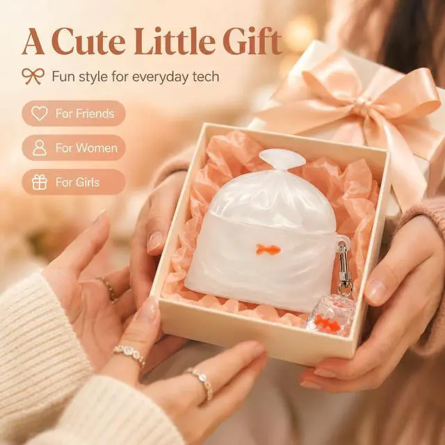 Alt view image 7 of 7 - 3D Funny Goldfish Bag Silicone Case Cover Compatible with AirPods 1/2/3/4 Generation, 3D Cartoon Earphone Protective Case for Airpods Pro/ Pro2 with Keychain (AirPods 3)