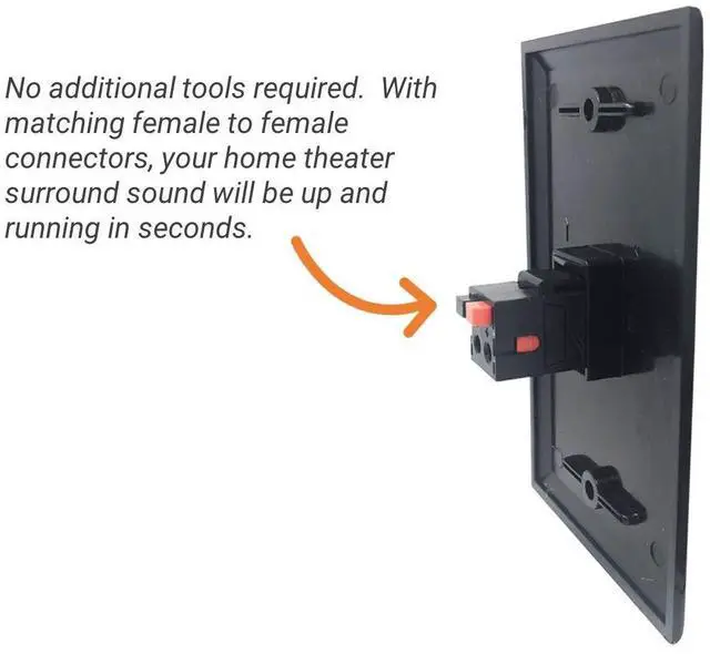 Alt view image 2 of 2 - Speaker Keystone Jack Spring Loaded Speaker Jack for Keystone Wall Plate, Female to Female, for Home Theater Wall Plates - Black (5-Pack)