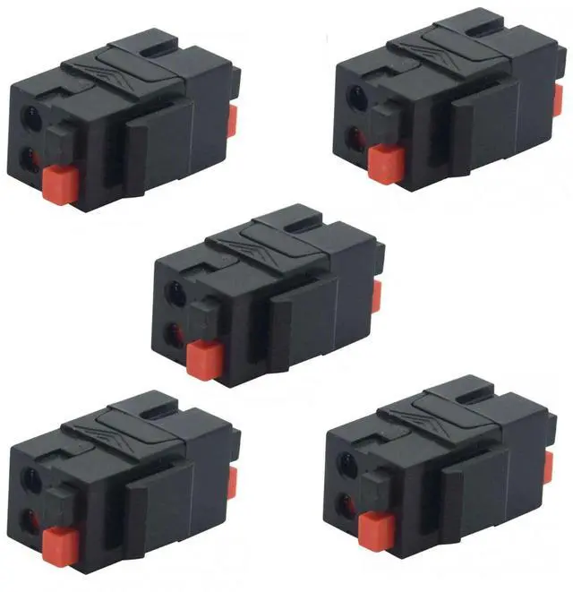 Main image of Speaker Keystone Jack Spring Loaded Speaker Jack for Keystone Wall Plate, Female to Female, for Home Theater Wall Plates - Black (5-Pack)