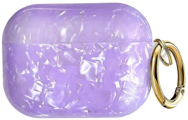 Main image of Compatible with AirPods Pro 3 (2025) Case Soft TPU with Cute Golden Keychain Cover Leopard Paint Case for Girls Women for Airpod Pro 3 - Purple