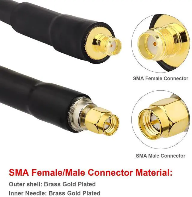 Alt view image 3 of 6 - SMA Cable, SMA Extension Cable SMA Male to SMA Female Low Loss KMR400 SMA Coax Cable for 3G 4G LTE, 5G Modems/Routers, Ham, ADS-B, SDR Equipment6FT