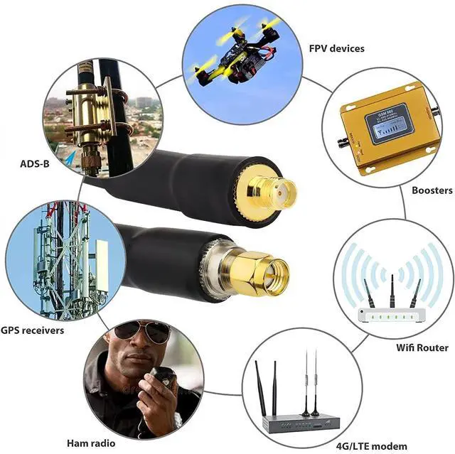Alt view image 6 of 6 - SMA Cable, SMA Extension Cable SMA Male to SMA Female Low Loss KMR400 SMA Coax Cable for 3G 4G LTE, 5G Modems/Routers, Ham, ADS-B, SDR Equipment6FT