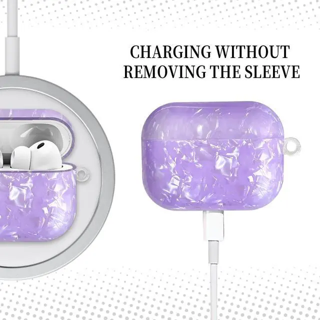 Alt view image 5 of 6 - Compatible with AirPods Pro 3 (2025) Case Soft TPU with Cute Golden Keychain Cover Leopard Paint Case for Girls Women for Airpod Pro 3 - Purple