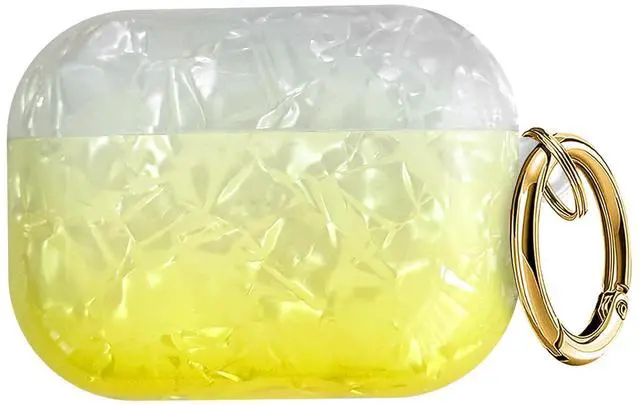 Main image of Compatible with AirPods Pro 3 (2025) Case Soft TPU with Cute Golden Keychain Cover Leopard Paint Case for Girls Women for Airpod Pro 3 - Gradient Yellow