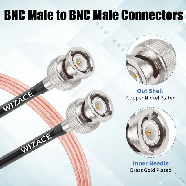 Alt view image 2 of 7 - 5ft BNC Male to Male Cable 2PCS, RG316 Low Loss BNC Male to Male Extension Coax Cable for Antenna Analyzer, CB Radio, Security CCTV Camera
