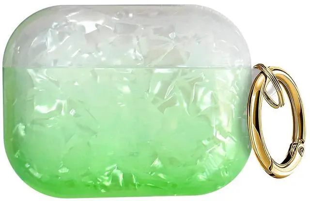 Main image of Compatible with AirPods Pro 3 (2025) Case Soft TPU with Cute Golden Keychain Cover Leopard Paint Case for Girls Women for Airpod Pro 3 - Gradient Green
