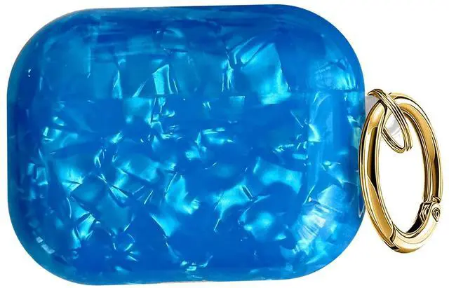 Main image of Compatible with AirPods Pro 3 (2025) Case Soft TPU with Cute Golden Keychain Cover Leopard Paint Case for Girls Women for Airpod Pro 3 - Dark Blue