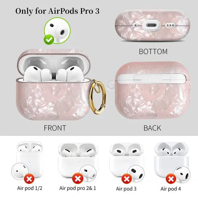 Alt view image 4 of 6 - Compatible with AirPods Pro 3 (2025) Case Soft TPU with Cute Golden Keychain Cover Leopard Paint Case for Girls Women for Airpod Pro 3 - Pink