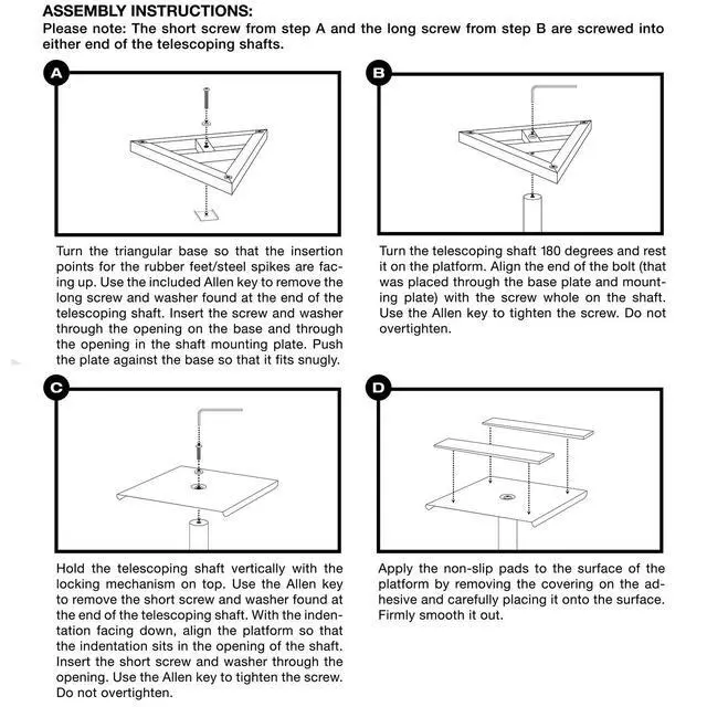 Alt view image 6 of 7 - (TM) Upgraded Height Adjustable Speaker Stands Mounts, Two in One Floor Stands, Heavy Duty Base and Extendable Tube with 44 LBS Capacity Per Stand, 27"-43" Height Adjustment