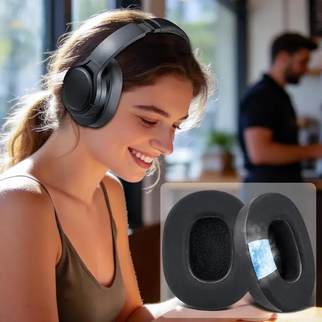 Alt view image 5 of 7 - Cooling-Gel Replacement Earpads for Mpow H7 Bluetooth Headphones, Ear Pads Cushions with Ice Silk Fabric, Noise Isolation Foam - Black