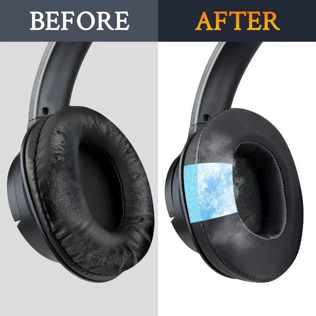 Alt view image 7 of 7 - Cooling-Gel Replacement Earpads for Mpow H7 Bluetooth Headphones, Ear Pads Cushions with Ice Silk Fabric, Noise Isolation Foam - Black