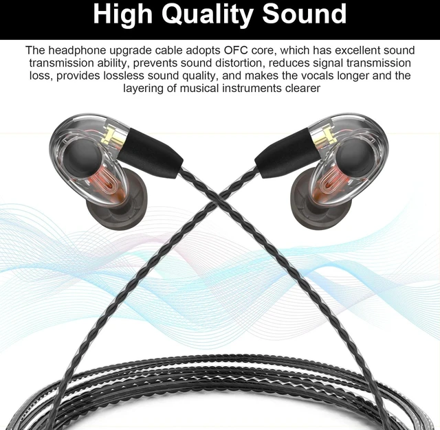 Alt view image 4 of 7 - MMCX Cable with Mic for Shure SE215, SE215 PRO, SE315, SE425, SE425 PRO MMCX to 3.5mm Cable for Shure SE535, SE846, UE900 Earbuds, PS4, PS5, Mac, PC, Built-In Microphone, Volume Control, Black, 4ft