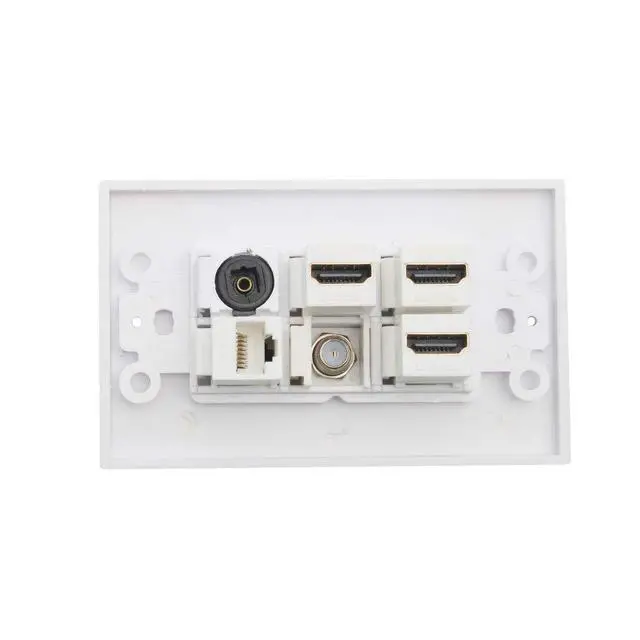 Alt view image 3 of 5 - HDMI Optical Wall Plate Toslink Wall Outlet 1Pack 3xHDMI+CAT6+F+TOS | HDMI CAT6 Ethernet Coax TV F Type Keystone Jack Outlet Panel Mount