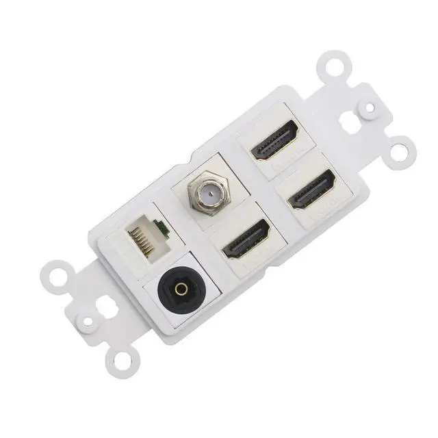 Alt view image 4 of 5 - HDMI Optical Wall Plate Toslink Wall Outlet 1Pack 3xHDMI+CAT6+F+TOS | HDMI CAT6 Ethernet Coax TV F Type Keystone Jack Outlet Panel Mount
