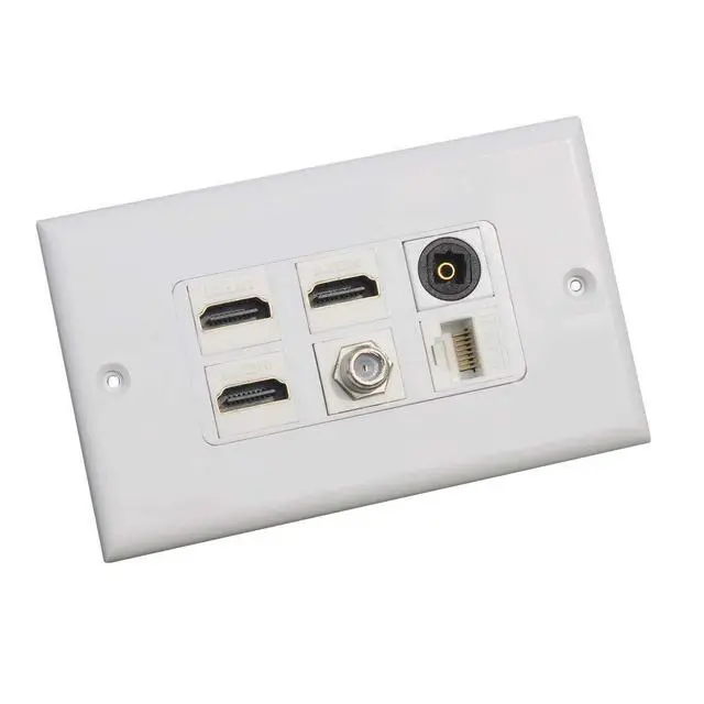 Alt view image 5 of 5 - HDMI Optical Wall Plate Toslink Wall Outlet 1Pack 3xHDMI+CAT6+F+TOS | HDMI CAT6 Ethernet Coax TV F Type Keystone Jack Outlet Panel Mount