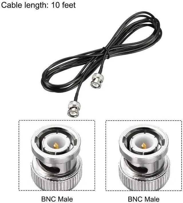 Alt view image 2 of 5 - BNC Male to Male Coaxial Jumper Cable 50 ohm 10 feet RG174