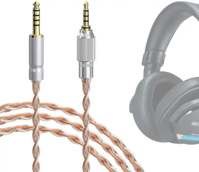 Main image of Apollo Silver-Plated Upgrade 4.4mm to 3.5mm Audio Cable Compatible with Sony MDR-M1 MDR-MV1 MDR-M1ST Headphones Replacement Cord with Threaded Knob Locking Device (4.9ft / 1.5m)