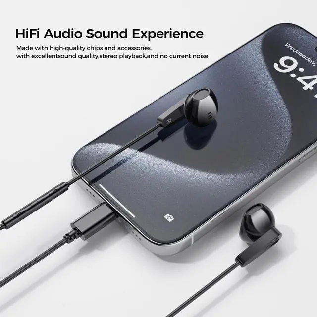 Alt view image 3 of 7 - USB C Headphones for Samsung Galaxy s25 S24 S23 Ultra S22 Type C Headphones for iPhone 16 15 Pro Max Plus iPad Pro Pixel 8 Earphones with Microphone Volume Control Wired Earbuds Recording Music