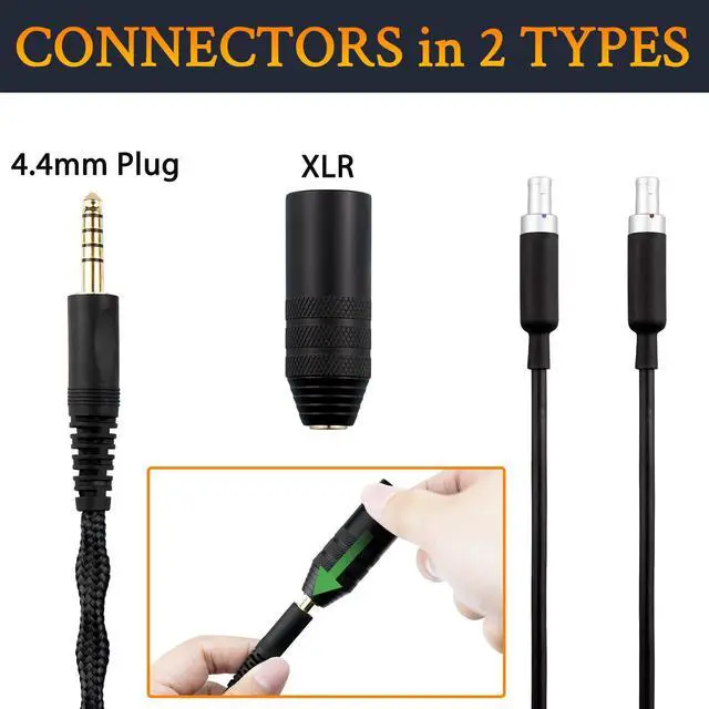 Alt view image 4 of 7 - Cable for Sennheiser HD800/HD800S/HD820 - XLR Plug | 6N OCC Copper + Silver-Plated OCC, 3 m/10 ft, 4.4 mm Plug & XLR Connector