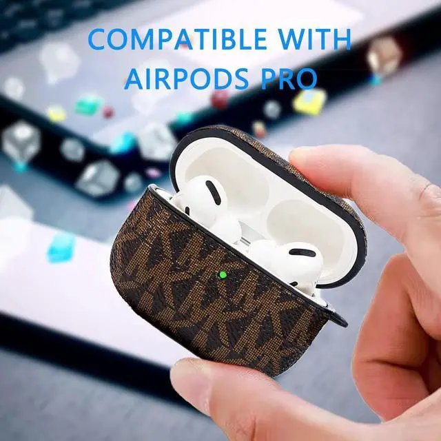 Alt view image 3 of 6 - for AirPods Pro Case Cover, Full-Body Protective Hard Shell Leather Airpods Pro Protective Cover with Keychain for AirPods Pro Wireless Charging Case, Front LED Visible