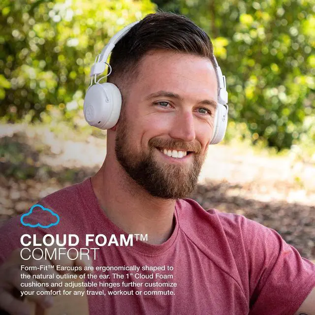 Alt view image 5 of 6 - Studio Wireless On-Ear Headphones, White, 30+ Hour Bluetooth 5 Playtime, EQ3 Sound, Ultra-Plush Faux Leather & Cloud Foam Cushions, Track and Volume Controls