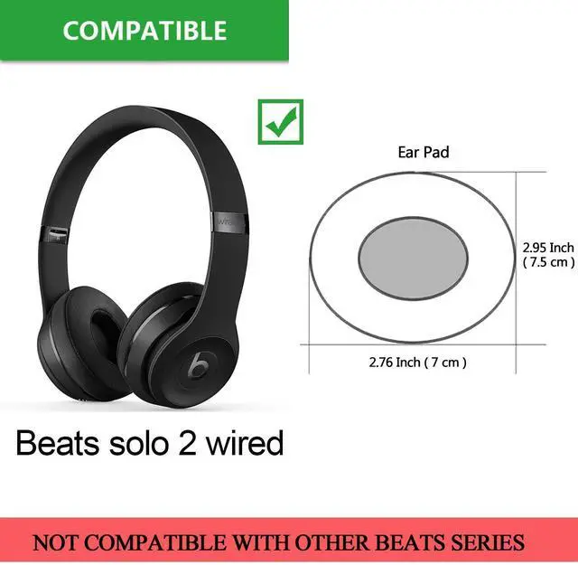Alt view image 2 of 6 - Solo 2.0 Wired Replacement Earpads, Memory Foam Ear Cushion Cover for Beats Solo 2.0 Wired On Ear Headphones by Dr. Dre ONLY, (Does NOT FIT Solo 2.0/3.0 Wireless) (Grey)