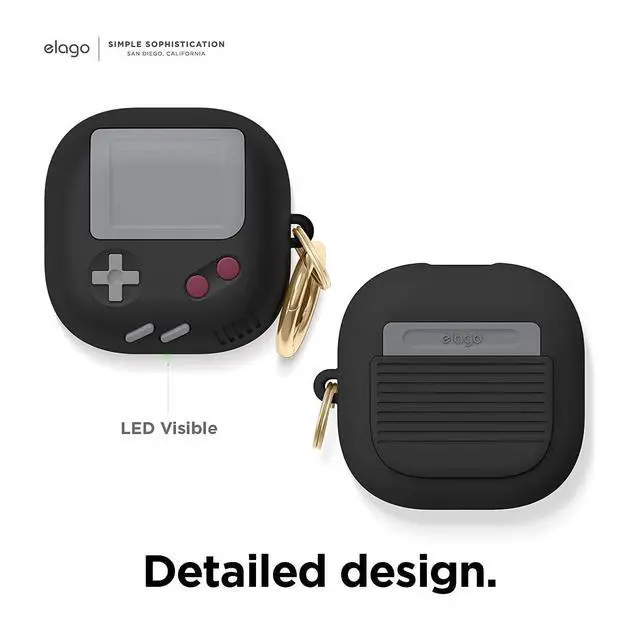 Alt view image 4 of 6 - GB5 Case for Galaxy Buds FE, 2 Pro, 2, Pro, Live | Classic Handheld Game Console Design, EGBUDSLIVE-AW5-BK (2021) (2020) (Black)