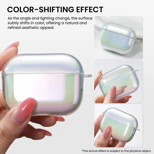 Alt view image 3 of 6 - Iridescent Clear Case for AirPods Pro 2nd Generation with Lanyard | Iridescent Gradient TPU, Shock-Absorbing Protection, LED Visible, Detachable Lanyard, Wired & Wireless Charging Compatible