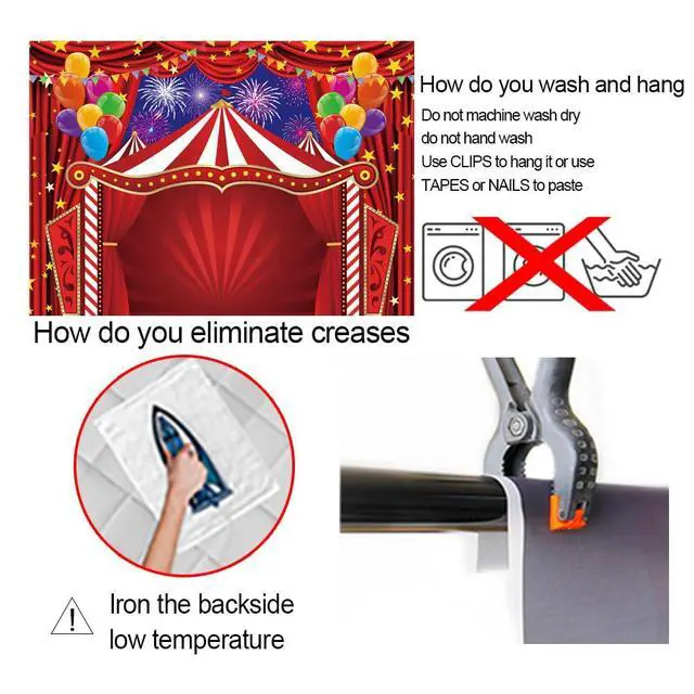 Alt view image 7 of 7 - Red Circus Tent Backdrop 7x5FT Carnival Theme Photography Background | Red Circus Amusement Park Fireworks Banner for Newborn Baby Shower Birthday Party Supplies Carnival Photo Booth Decorations