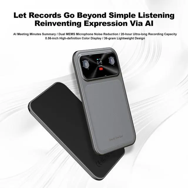 Alt view image 3 of 6 - AI Voice Recorder Pocket 16GB Dual Mic 118+ Languages Transcription | AI Note Taking Device, Meeting Recorder, AI Note Taker, Dual Microphone, APP Control,iOS & Android Compatible